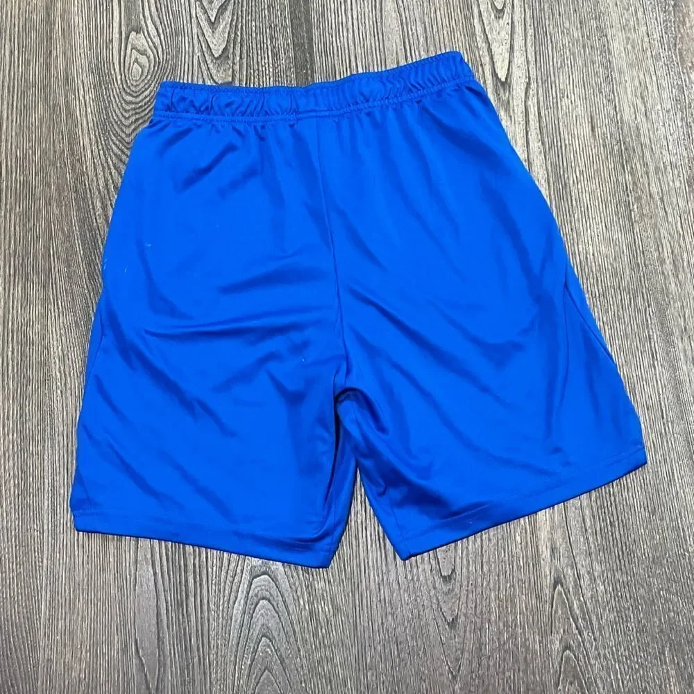 Nike Boys Dri-Fit Basketball Shorts Elastic Waist Pull-On Swoosh Logo Blue M